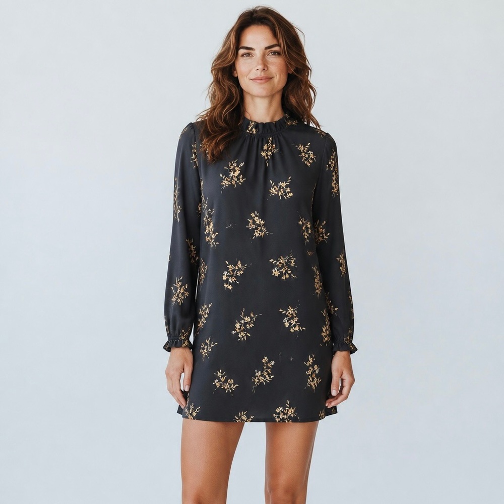 J. Crew Ruffle Neck Floral Mini Dress